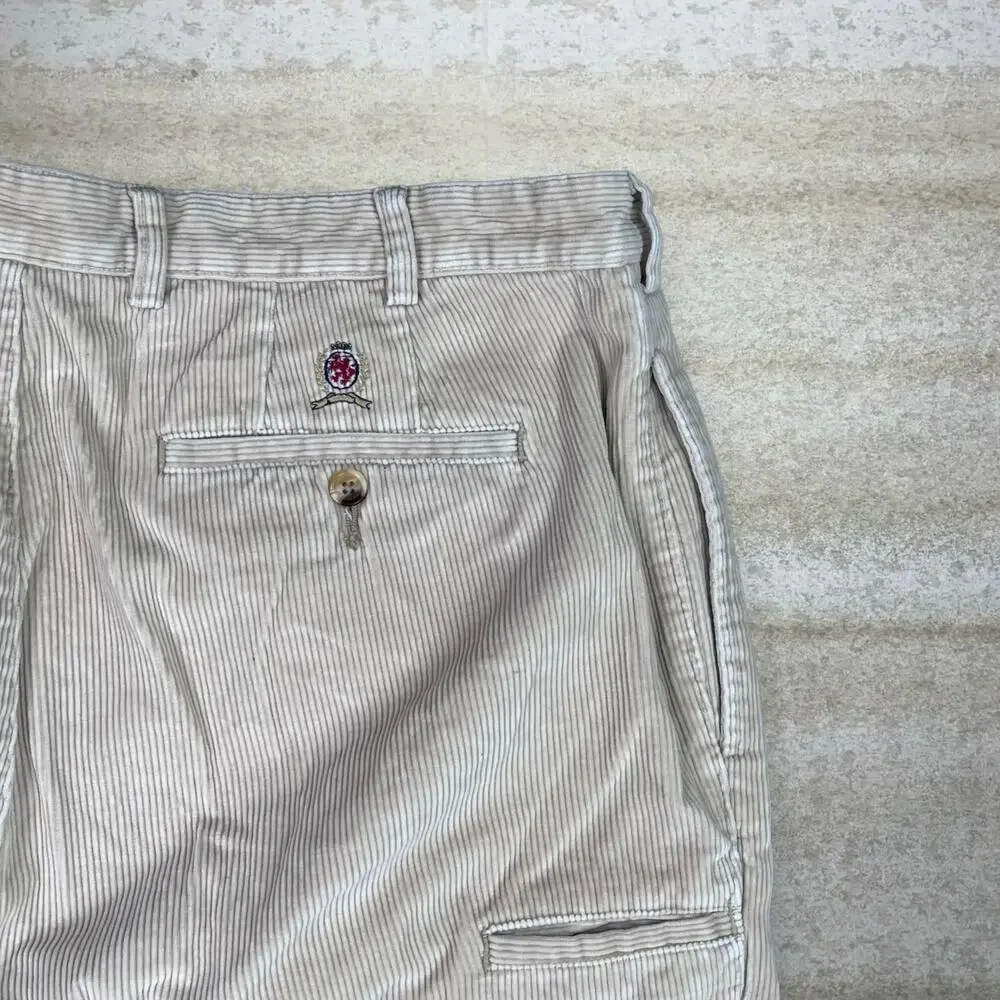Vintage 90s Tommy Hilfiger Corduroy Pants 38x30 Baggy Wide Leg Fit Light Tan